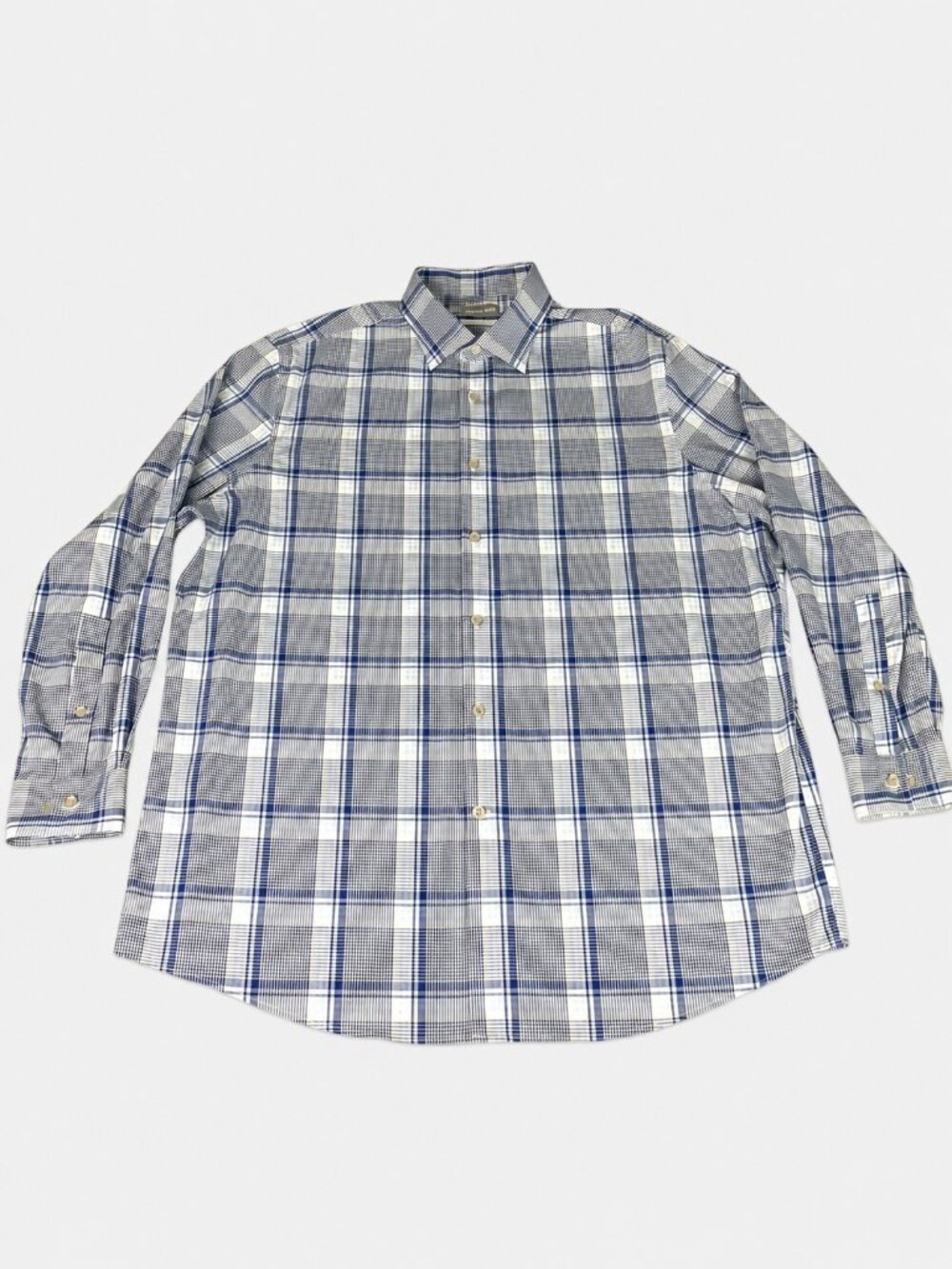 Michael Kors Men's XL Blue Plaid Airsoft Stretch Button Down Shirt Regular Fit